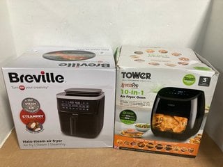 BREVILLE HALO STEAM AIR FRYER IN BLACK TO INCLUDE TOWER 10 IN 1 AIR FRYER OVEN - COMBINED RRP:£295: LOCATION - H8