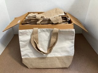 QTY OF WESTWOOD MILL TOTE BAGS IN CREAM: LOCATION - H6