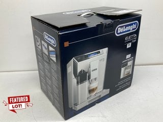 DELONGHI ELETTA CAPPUCCINO TOP FULLY AUTOMATIC BEAN-TO-CUP COFFEE MACHINE - MODEL ECAM45.760.W - RRP £999: LOCATION - BOOTH