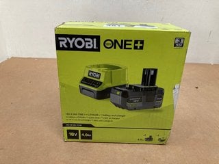 RYOBI ONE+ 18V BATTERY & BATTERY CHARGER - MODEL: RC18120-1C40: LOCATION - G5