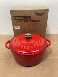 2 X OVERMONT ENAMELED CAST IRON 28CM DUTCH OVENS: LOCATION - G6