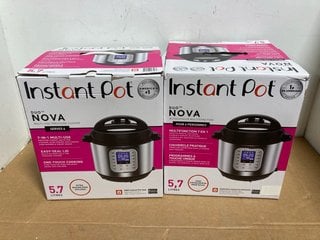 2 X INSTANT POT DUO NOVA PROGRAMMABLE PRESSURE COOKERS IN BLACK- COMBINED RRP £198.00: LOCATION - G9