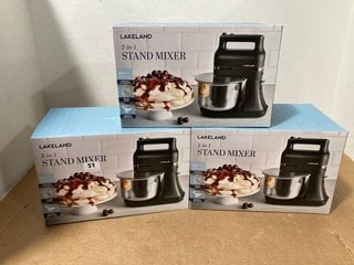 3 X LAKELAND 2-IN-1 STAND MIXERS IN BLACK - COMBINED RRP:£237: LOCATION - WH1