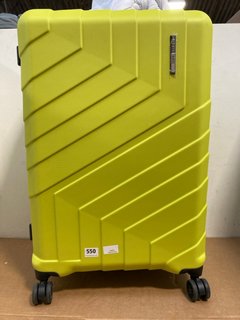 PERLETTI TRAVEL LARGE WHEELED HARDSHELL SUITCASE IN LIME GREEN: LOCATION - G9