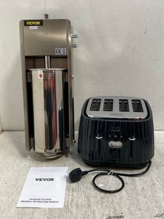 VEVOR SAUSAGE STUFFER IN STAINLESS STEEL TO INCLUDE DELONGHI 4 SLICE TOASTER IN BLACK: LOCATION - G9