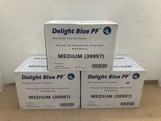 3 X BOXES OF DELIGHT BLUE POWDER FREE GLOVES: LOCATION - F15