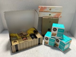 QTY OF ASSORTED FOOD/DRINK ITEMS TO INCLUDE 3 X BOXES OF DOLCE GUSTO FLAT WHITE COFFEE PODS - BBE 31.08.2025: LOCATION - F15