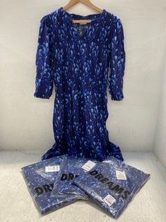 4 X WOMENS DREAM LONDON NAVY PRINT DRESSES UK SIZE S: LOCATION - F14