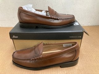 MENS WEEJUNS HERITAGE LARSON LEATHER PENNY LOAFERS IN MID BROWN UK SIZE 9 - RRP:£195: LOCATION - F5