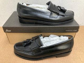 MENS WEEJUNS LAYTON KILTIE BLACK LEATHER LOAFERS UK SIZE 8 - RRP:£205: LOCATION - F5