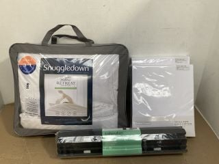 4 X ASSORTED HOUSEHOLD ITEMS TO INCLUDE SNUGGLEDOWN HUNGARIAN GOOSE DOWN DOUBLE DUVET: LOCATION - F4