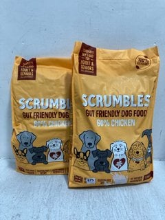 2 X SCRUMBLES GUT FRIENDLY DOG FOOD - BBE: JULY 2025: LOCATION - F4