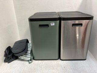 QTY OF ASSORTED JOHN LEWIS & PARTNERS HOUSEHOLD ITEMS TO INCLUDE DUAL DOUBLE BIN IN GREEN: LOCATION - F3