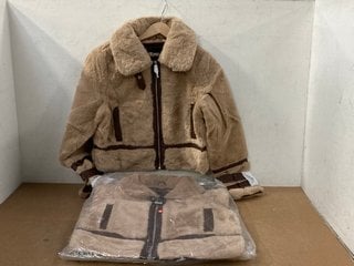 2 X WOMENS PINK VANILLA FUR BUCKLE DETAIL COAT IN BROWN UK SIZE M - COMBINED RRP:£100: LOCATION - E3