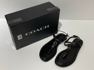 COACH WOMEN'S JESSICA LEATHER TOE-POST SANDALS - BLACK - UK 5 - RRP £150: LOCATION - LUXURY