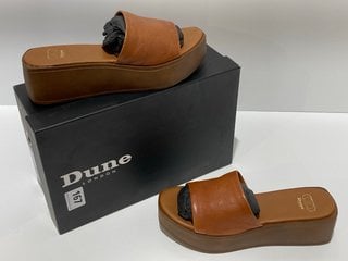 DUNE WOMEN'S KADAS LEATHER FLATFORM MULES - TAN - UK 4 - RRP £75: LOCATION - LUXURY