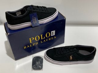 POLO RALPH LAUREN MEN'S SAYER CANVAS LOW TOP TRAINERS - BLACK - UK 8 - RRP £70: LOCATION - LUXURY