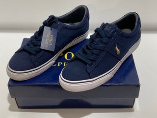 POLO RALPH LAUREN MEN'S SAYER CANVAS LOW TOP TRAINERS - AVIATOR NAVY - UK 10 - RRP £85: LOCATION - LUXURY