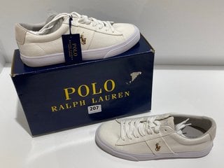 POLO RALPH LAUREN MEN'S SAYER CANVAS LOW TOP TRAINERS - WHITE - UK 8 - RRP £85: LOCATION - LUXURY