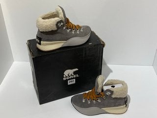 SOREL WOMEN'S OUT N' ABOUT III CONQUEST WATERPROOF SUEDE HIKING STYLE BOOTS - QUARRY/FAWN - UK 3 - RRP £115: LOCATION - LUXURY