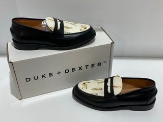 DUKE + DEXTER X PLAYBOY MEN'S WILDE VINTAGE SKETCH II PENNY LOAFERS - BLACK - UK 8 - RRP £240: LOCATION - LUXURY