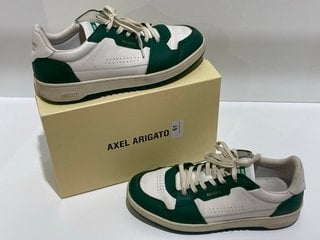 AXEL ARIGATO WOMEN'S DICE LO LEATHER TRAINERS - WHITE/GREEN - UK 6 - RRP £215: LOCATION - LUXURY