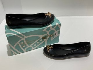 VIVIENNE WESTWOOD FOR MELISSA WOMEN'S SPACE LOVE 22 BALLET FLATS - BLACK CUT OUT GOLD ORB - UK 5 - RRP £100: LOCATION - LUXURY