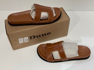 DUNE LONDON WOMEN'S LOUPA TOPSTITCH-DETAIL COMFORT-FOOTBED SLIDER SANDALS - TAN - UK 5 - RRP £95: LOCATION - LUXURY