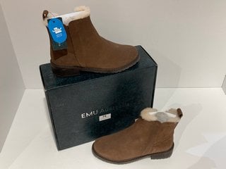 EMU AUSTRALIA WOMEN'S PIONEER SUEDE ANKLE BOOTS - OAK - UK 4 - RRP £129: LOCATION - LUXURY