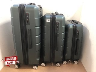 SHOWKOO SET OF 3 HARDSHELL SUITCASES IN ARMY GREEN: LOCATION - BR13