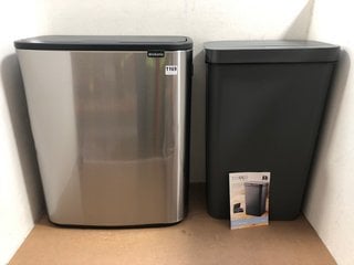 BRABANTIA TOUCH BIN WITH 2 INNER BUCKETS IN SILVER TO INCLUDE TOWER 50L SENSOR BIN IN GREY: LOCATION - BR13