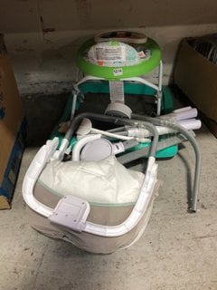 QTY OF ASSORTED BABY ITEMS TO INCLUDE MIXED GREEN BABY WALKER: LOCATION - BR16