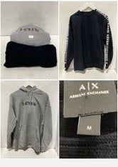 2 X ASSORTED ADULTS CLOTHING TO INCLUDE ARMANI EXCHANGE KNITTED SWEATSHIRT IN NAVY SIZE MEDIUM