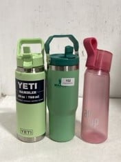 3 X WATERBOTTLES TO INCLUDE STANLEY "THE ICEFLOW FLIP STRAW TUMBLER" IN JADE GREEN