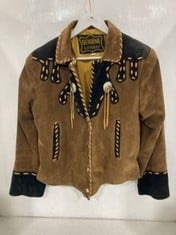 GENUINE LEATHER ADULTS COWBOY JACKET IN TAN SIZE SMALL