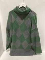 WOOL STRIPE TURTLE NECK SWEATER IN COLOUR FOREST PINE COMBO- SIZE S- RRP £228