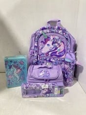 QTY OF ASSORTED CHILDRENS ITEMS TO INCLUDE SMIGGLE DOUBLE DECKER LUNCHBOX IN PURPLE