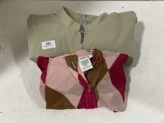 WHISTLES LONG SLEEVE MULTICOLOURED SHIRT IN SIZE UK12 & JIGSAW ZIP UP JACKET IN BEIGE SIZE UK12