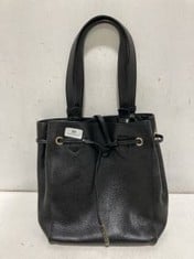 REISS LEATHER DRAWSTRING BLACK HANDBAG