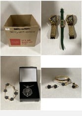 QTY OF ASSORTED ITEMS TO INCLUDE JARAGAR MENS WATCH IN GOLD & WOMENS BANGLE WITH MATCHING EARRINGS IN GOLD