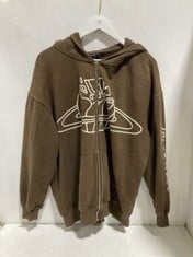 BROKEN PLANET MARKET ADULTS OUTER SPACE ZIP UP HOODIE IN BROWN SIZE LARGE RRP £130