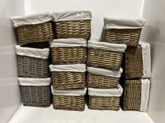 QTY OF ASSORTED BASKETS TO INCLUDE DECORATIVE BASKETS IN GREY