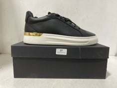 MALLET MENS GRFTR LITE BLKACK AND GOLD LEATHER TRAINERS - SIZE UK 10 - RRP £185