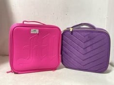 MADE BY MITCHELLTRAVEL CASE IN WILD PINK TO INCLUDE TILI MAKE-UP ORGANISER VANITY CASE IN PURPLE