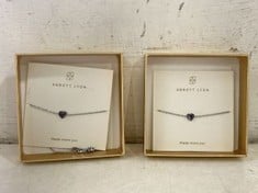 2 X ABBOTT LYON MINI HEART BIRTHSTONE BRACELET (SILVER) FEBUARY- TOTAL RRP £100