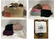 BOX OF ASSORTED ADULTS CLOTHING TO INCLUDE COLLECTION L WOMEN'S MULTI COLOUR COTTON SWEATER IN SIZE 14