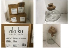 4 X ASSORTED NKUKU ITEMS TO INCLUDE NKUKU DEEKA STORAGE JAR IN CLEAR