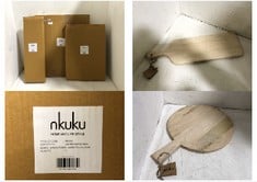 3 X ASSORTED NKUKU ITEMS TO INCLUDE NKUKU MANGO WOOD PIZZA BOARD