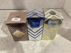 3 X ASSORTED FRAGRANCES TO INCLUDE JAZZAB GOLD BY ARD AL ZAAFARAN 100ML EDP