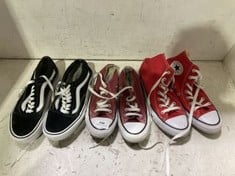 3 X ASSORTED ADULT SHOES TO INCLUDE CONVERSE ALL STARS IN DARK RED SIZE UK 4